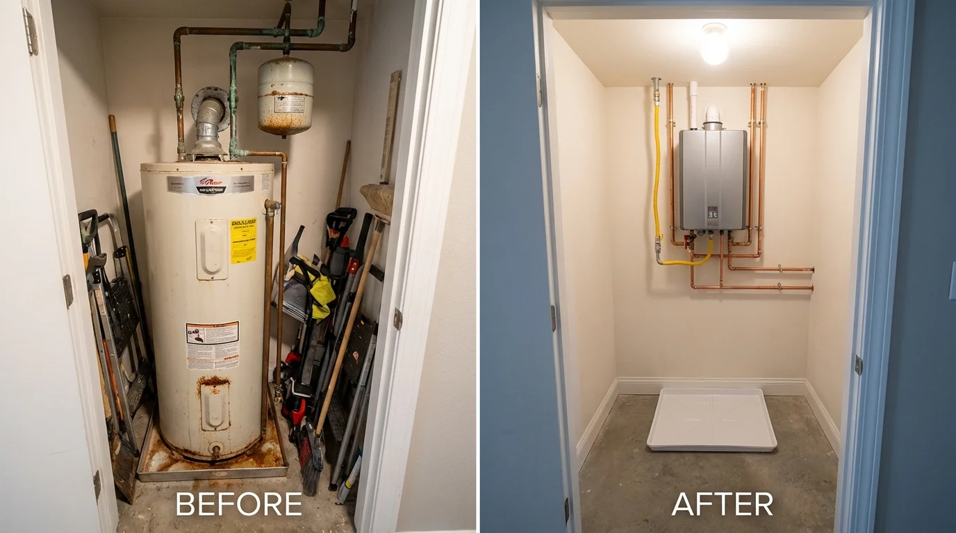 Tank water heater versus wall-mounted tankless unit comparison for Paris, IL homeowners